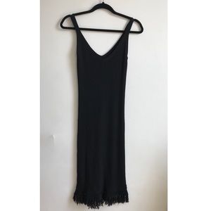 Club Monaco ribbed tank dress with fringe size XS